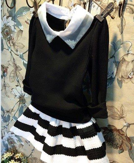 dress hitam putih garis-garis (2)